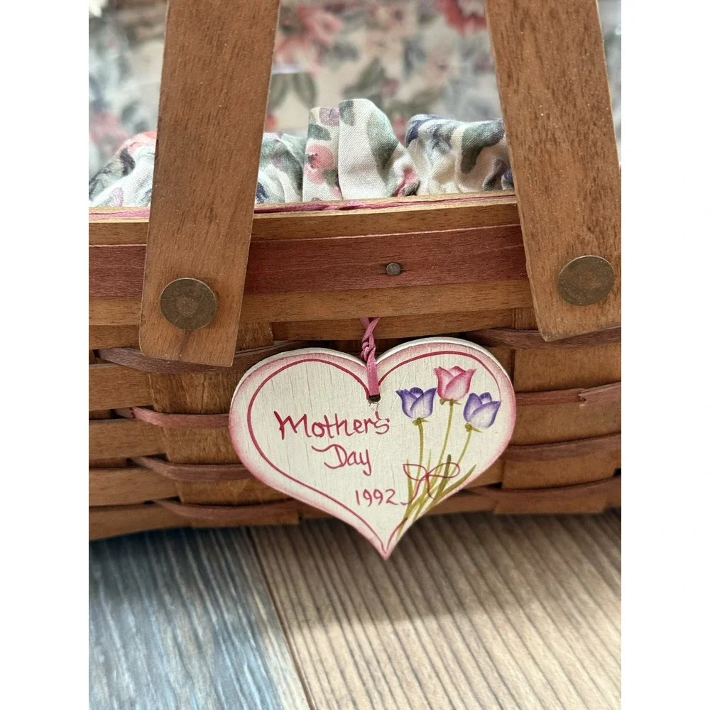Vintage 1992 Mothers Day Longaberger Fabric, Plastic/Wood 12.25